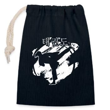 taekwondo-girl all-fight taekwondo-time - Closable cotton gift bag (14x20cm) - navy - Front