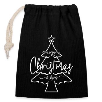 Gemütliche Weihnachtsstimmung Cozy Christmas Vibes - Verschließbarer Geschenkbeutel aus Baumwolle (14x20cm) - Schwarz - Vorne