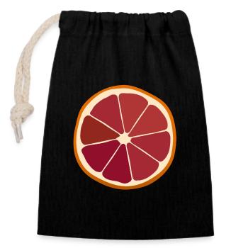 Eine Scheibe der Blutorange - Verschließbarer Geschenkbeutel aus Baumwolle (14x20cm) - Schwarz - Vorne