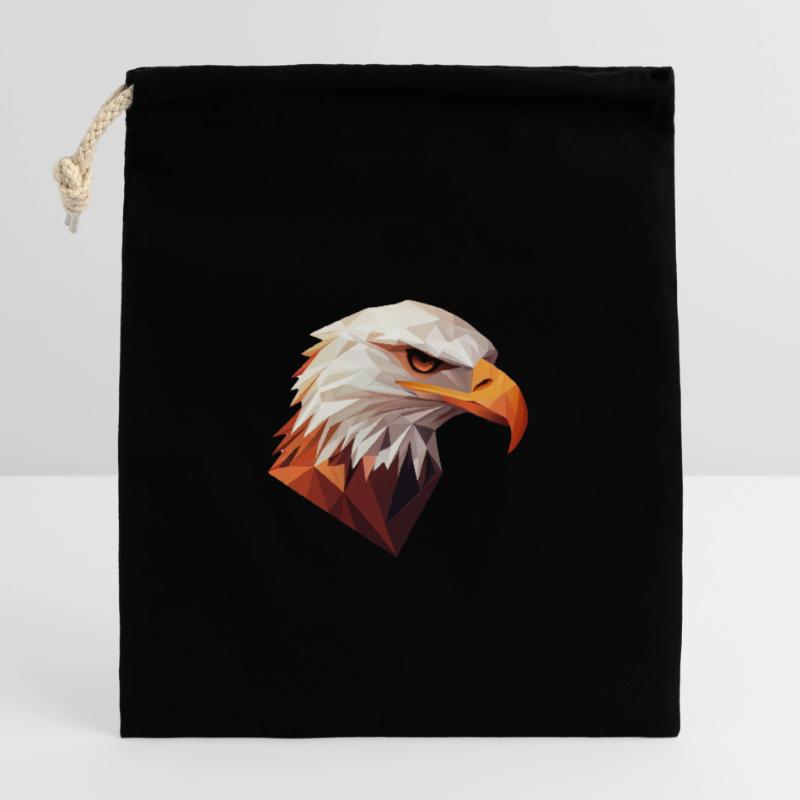 Conception de logo Eagle Head Low Poly Art Sac cadeau en coton avec cordon (14 x 20 cm)