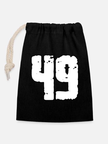 49 Number Vintage - Closable cotton gift bag (14x20cm) - black