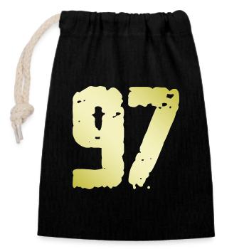 97 Nombre Vintage - Sac cadeau en coton avec cordon (14 x 20 cm) - noir - Devant