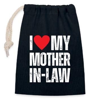 I Love My Mother in Law - Closable cotton gift bag (14x20cm) - navy - Front