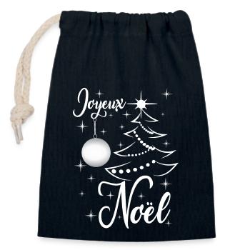 Merry Christmas - Closable cotton gift bag (14x20cm) - navy - Front