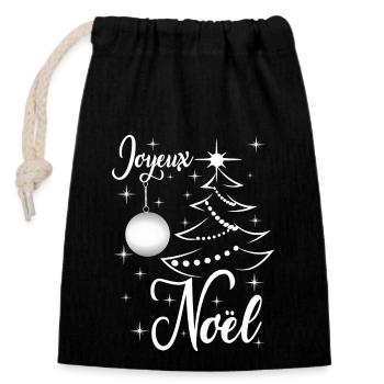 Merry Christmas - Closable cotton gift bag (14x20cm) - black - Front