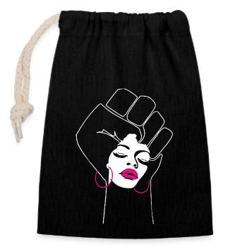 Black Woman Black Lives Matter - Closable cotton gift bag (14x20cm) - black - Front
