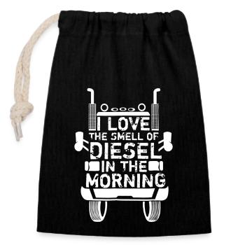 Truck Driver I Love The Smell Of Diesel - Closable cotton gift bag (14x20cm) - black - Front
