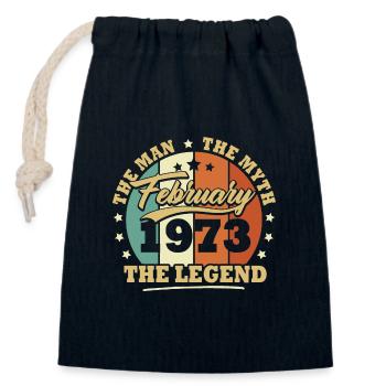 Février 1973, 50 Ans Anniversaire Homme femme - Sac cadeau en coton avec cordon (14 x 20 cm) - bleu marine - Devant
