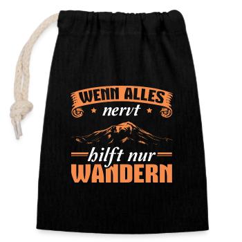 Bergsport Bergsteigen Wandern - Verschließbarer Geschenkbeutel aus Baumwolle (14x20cm) - Schwarz - Vorne
