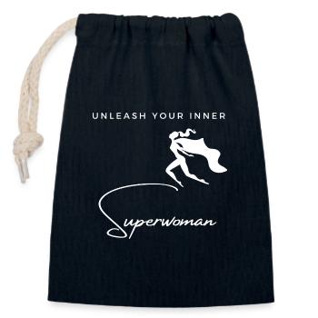 Unleash Your Inner Superwoman - Closable cotton gift bag (14x20cm) - navy - Front