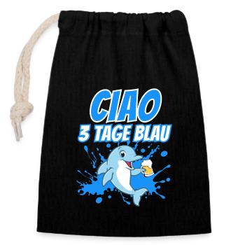 Ciao drei Tage blau - Verschließbarer Geschenkbeutel aus Baumwolle (14x20cm) - Schwarz - Vorne