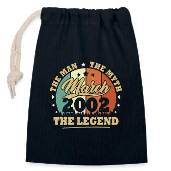 March 2002, 21 years old Birthday boys and girls - Closable cotton gift bag (14x20cm) - navy - Front