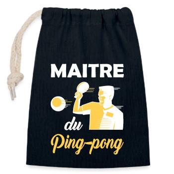 Maitre du ping-pong t-shirt homme humoristique - Sac cadeau en coton avec cordon (14 x 20 cm) - bleu marine - Devant