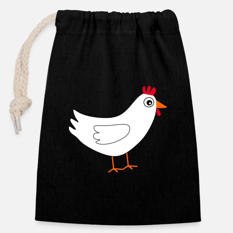 weißes Huhn Ostern - Verschließbarer Geschenkbeutel aus Baumwolle (14x20cm) - Schwarz