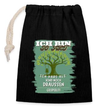 I'm So Old Tree Nature Childhood 70's 80's 90's - Closable cotton gift bag (14x20cm) - black - Front