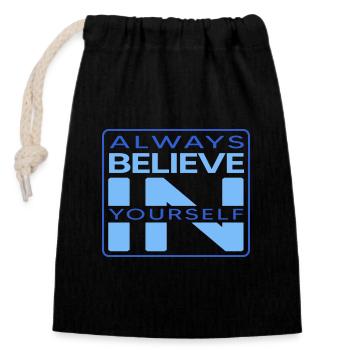 Winter swimmer "Believe" motivation for ice bathing" - Closable cotton gift bag (14x20cm) - black - Front