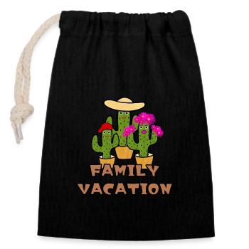 Cactus verts - Sac cadeau en coton avec cordon (14 x 20 cm) - noir - Devant