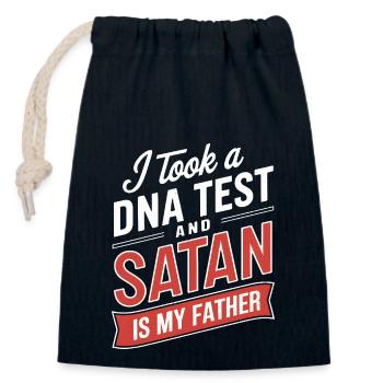 Habe einen DNA-Test gemacht: Satan ist mein Vater! - Verschließbarer Geschenkbeutel aus Baumwolle (14x20cm) - Navy - Vorne