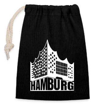 Hamburg Lover Design - Closable cotton gift bag (14x20cm) - black - Front