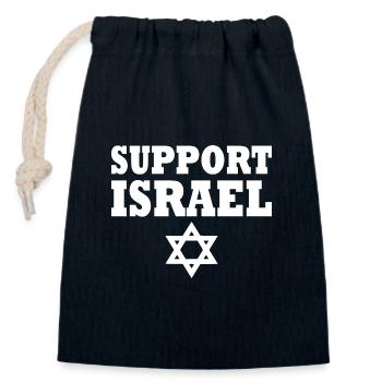Support israel - Closable cotton gift bag (14x20cm) - navy - Front