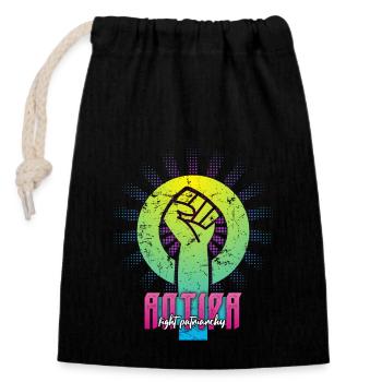 ANTIPA: Fight Patriarchy. Go feminist! (candy) - Verschließbarer Geschenkbeutel aus Baumwolle (14x20cm) - Schwarz - Vorne
