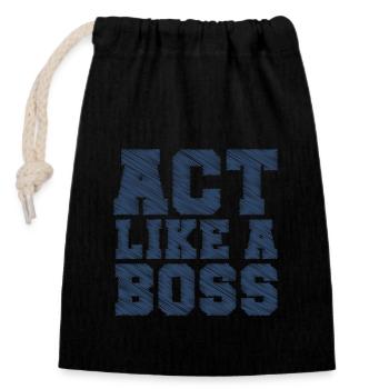 Act - Closable cotton gift bag (14x20cm) - black - Front