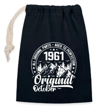 Oktober 1961 Original:63 Jahre altes Geburtstagsgeschenk - Verschließbarer Geschenkbeutel aus Baumwolle (14x20cm) - Navy - Vorne