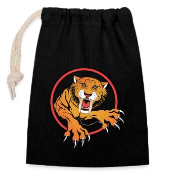 Sabre-toothed tiger - Closable cotton gift bag (14x20cm) - black - Front