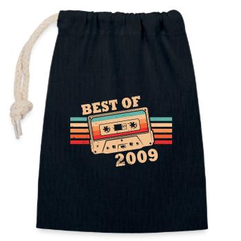 Best Of 2009 Vintage Rétro Cassette - Sac cadeau en coton avec cordon (14 x 20 cm) - bleu marine - Devant
