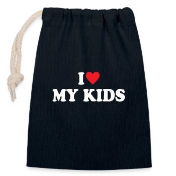I Love My Kids - Closable cotton gift bag (14x20cm) - navy - Front