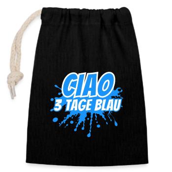 Ciao drei Tage blau - Verschließbarer Geschenkbeutel aus Baumwolle (14x20cm) - Schwarz - Vorne