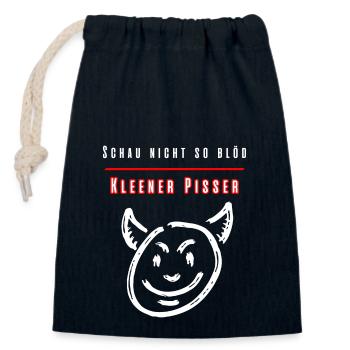 Schau nicht so blöd Kleiner Pisser-Party Fun Shirt - Verschließbarer Geschenkbeutel aus Baumwolle (14x20cm) - Navy - Vorne