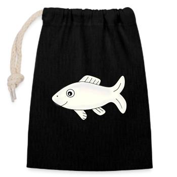 Fisch Shirt Fischmotiv,Angelbekleidung Geschenk - Verschließbarer Geschenkbeutel aus Baumwolle (14x20cm) - Schwarz - Vorne