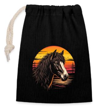 Shetty Shetlandpony Retro - Verschließbarer Geschenkbeutel aus Baumwolle (14x20cm) - Schwarz - Vorne