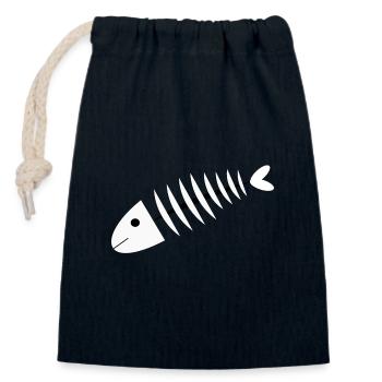Fisch Fische Fischgräte angeln Angler Geschenk - Verschließbarer Geschenkbeutel aus Baumwolle (14x20cm) - Navy - Vorne