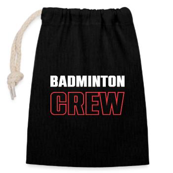 Badminton Crew - Verschließbarer Geschenkbeutel aus Baumwolle (14x20cm) - Schwarz - Vorne