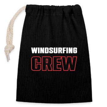 Windsurfing Crew - Verschließbarer Geschenkbeutel aus Baumwolle (14x20cm) - Schwarz - Vorne