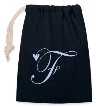 Monogramm F Herz Ranke - Verschließbarer Geschenkbeutel aus Baumwolle (14x20cm) - Navy - Vorne