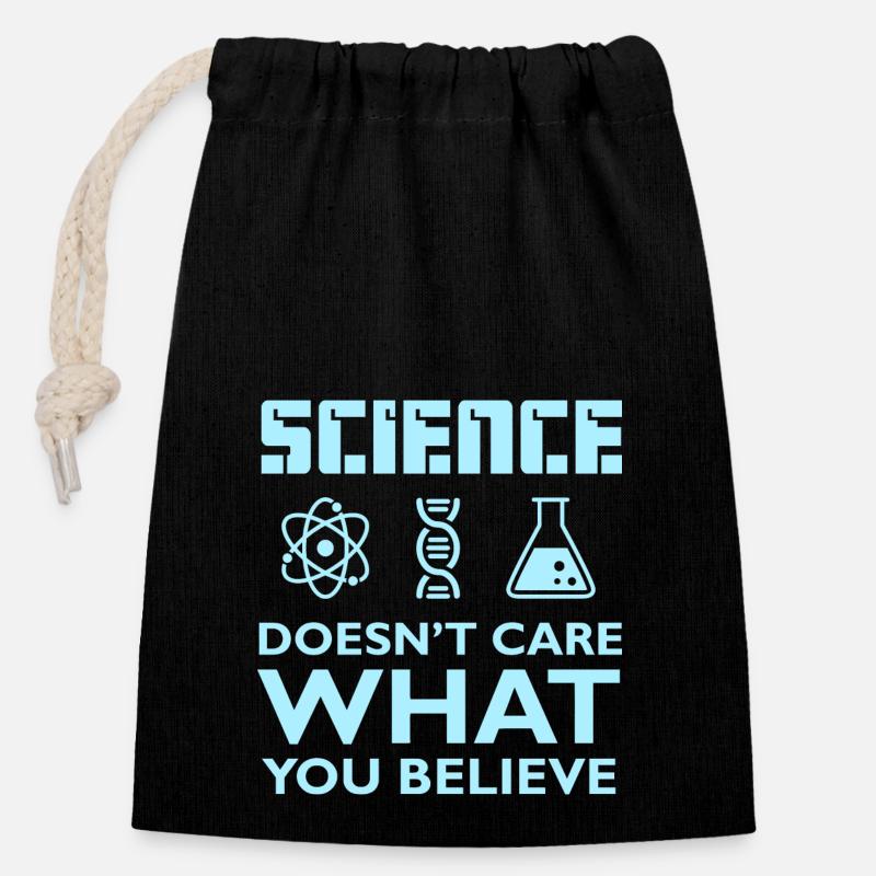 La science croit - Sac cadeau en coton avec cordon (14 x 20 cm) - noir