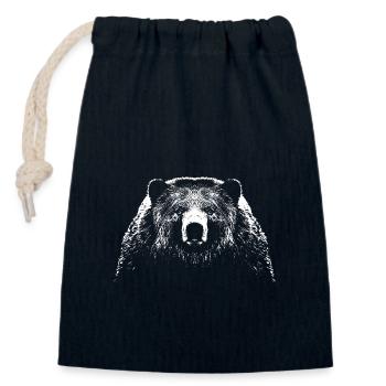 Bär / Kopf / Bear - Verschließbarer Geschenkbeutel aus Baumwolle (14x20cm) - Navy - Vorne