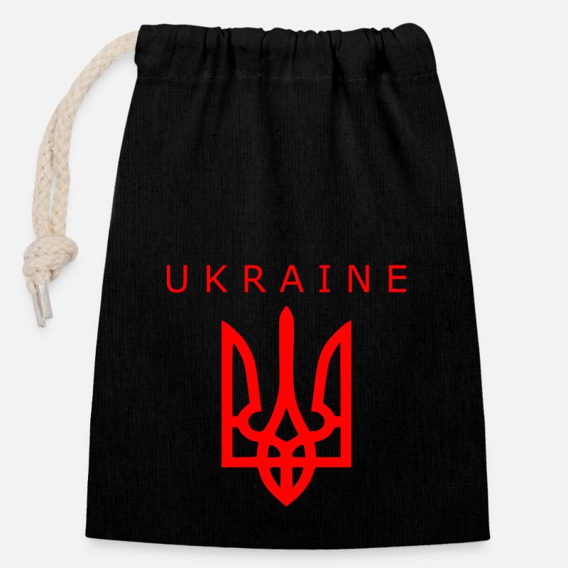 Ukraine - Sac cadeau en coton avec cordon (14 x 20 cm) - noir