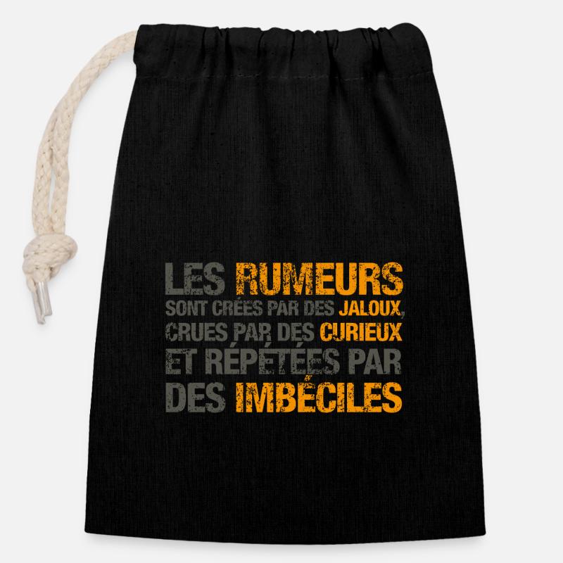 Les rumeurs sont crées par des jaloux - Sac cadeau en coton avec cordon (14 x 20 cm) - noir