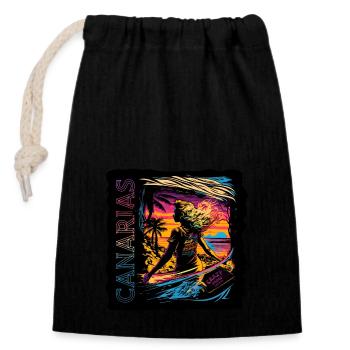 VIBRANT CANARY ISLANDS - Closable cotton gift bag (14x20cm) - black - Front