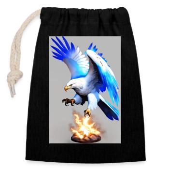 White Animals Eagle - Closable cotton gift bag (14x20cm) - black - Front