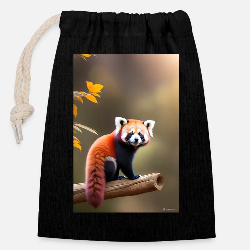 Pandamonium - Verschließbarer Geschenkbeutel aus Baumwolle (14x20cm) - Schwarz