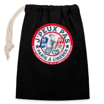 J peux pas j ai Paris à libérer 1944 2024 - Sac cadeau en coton avec cordon (14 x 20 cm) - noir - Devant