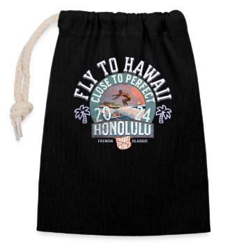 Fly to Hawaii close to perfect vintage - Sac cadeau en coton avec cordon (14 x 20 cm) - noir - Devant