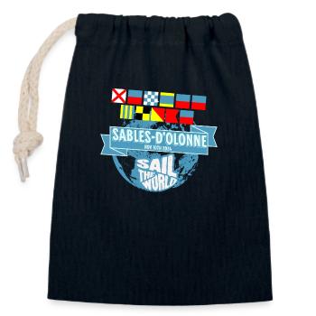 Sail the world Sables d olonne - Sac cadeau en coton avec cordon (14 x 20 cm) - bleu marine - Devant