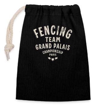 Fencing team Grand Palais Paris - Sac cadeau en coton avec cordon (14 x 20 cm) - noir - Devant