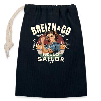 Breizh Hallo Matrose - Verschließbarer Geschenkbeutel aus Baumwolle (14x20cm) - Navy - Vorne